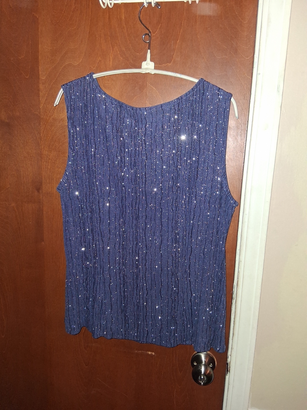 Alex Evenings Glittery Royal Blue Pleated Evening Top - Picture 3 of 6